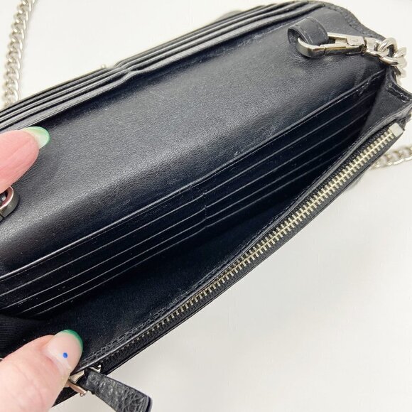 MARC JACOBS | Gotham Pebbled Leather Crossbody Wallet Clutch Black